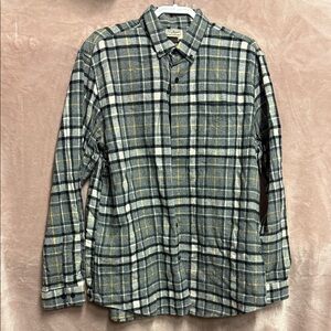 L.L. Bean Gray and Yellow Plaid Men's Shirt